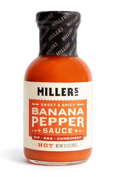 Millers Banana Pepper Sauce Hot 9 5 Oz