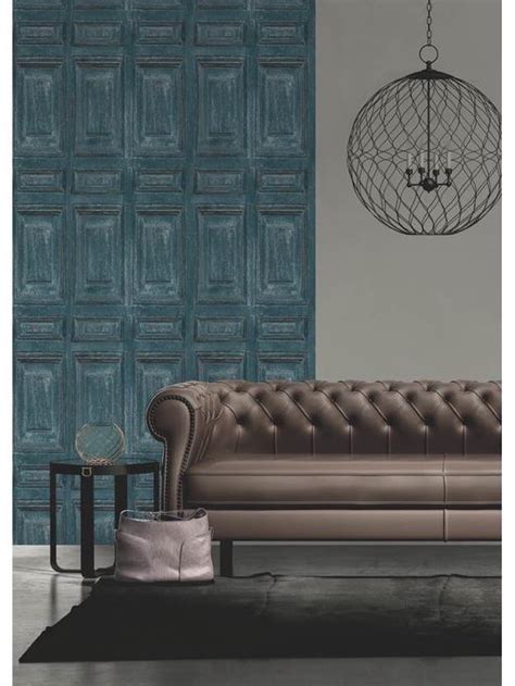 Dutch Wallcoverings Vliesbehang Houtpanelen Petrol Bol