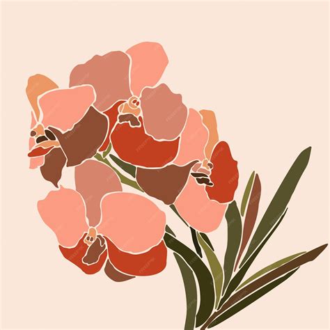 Premium Vector Art Collage Orchid Flower In A Minimal Trendy Style