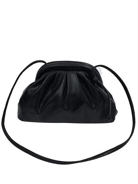 Pleated Shiny Solid Color Handbags Crossbody Bags