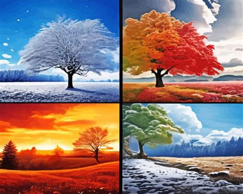 Four Seasons Trees Paint By Numbers Numeral Paint Kit