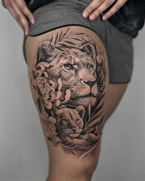 Top Lion Tattoo Designs For Courageous Souls Mother Tattoos Leg