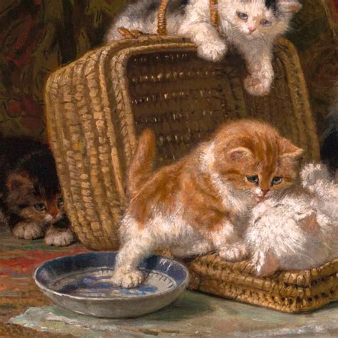 Cute Playful Victorian Cat With Kittens Painting Henriette Etsy