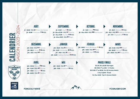 FCG FC Grenoble Rugby Calendrier De La Saison 23 24