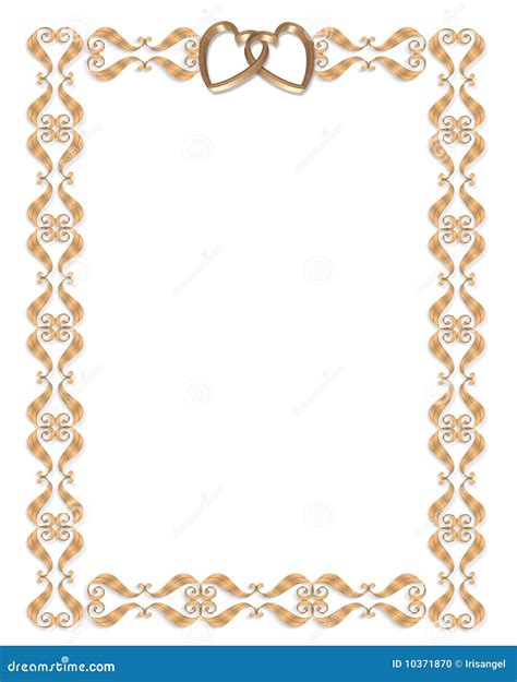 Wedding Invitation Border Gold Hearts Stock Photo Image 10371870