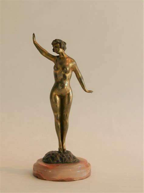 Proantic Gilt Bronze Early Twentieth Naked Dancer With Raised Arm