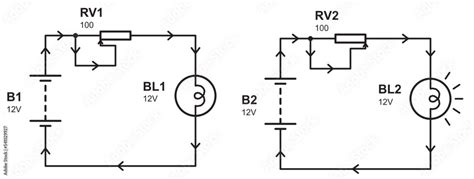 Vector Schematic Diagram Of Electrical Circuit With Lamp Constant Voltage Source Battery And