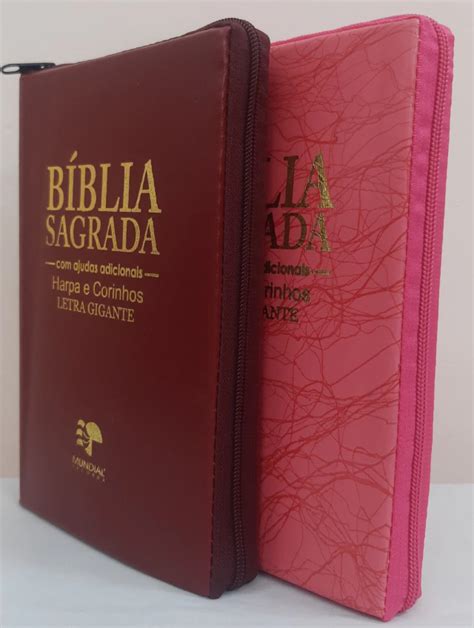 B Blia Do Casal Letra Gigante Harpa Capa Ziper Vinho Pink Raiz