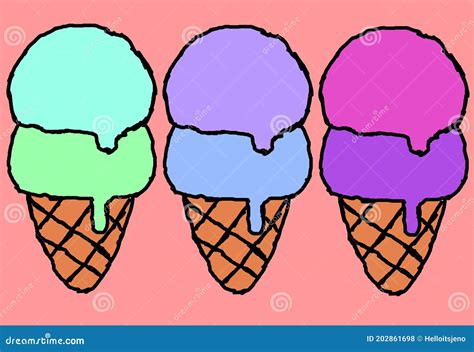 Ice Cream Retro Clip Art Multicolored Stock Illustration Illustration