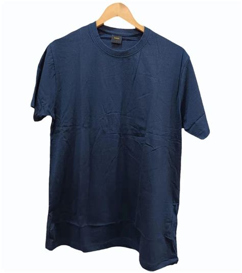 Plain Men Bio Wash Blue Cotton T Shirt Round Neck At Rs 152 In Noida