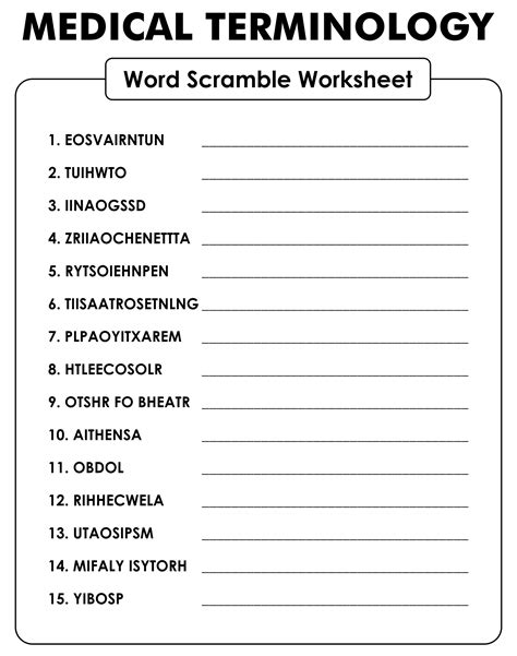 Medical Terminology Worksheets - 10 Free PDF Printables | Printablee