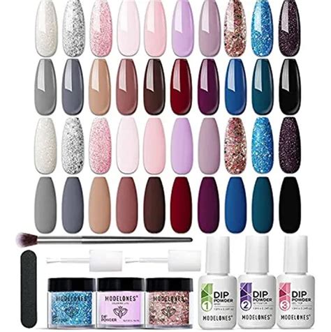 Modelones 20 Colores Dip Powder Nail Kit Starter Nude Dip Na