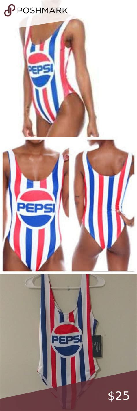 Pepsi Red White And Blue One Piece Logo Bathing Suit Size L Nwt In 2023 Blue One Piece One