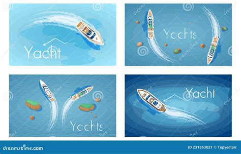 Set Of Yachts Maritime Ships At Sea Shipping Boats Water Transport
