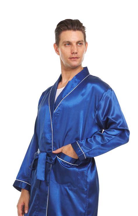 Mens Silk Satin Robe Blue Etsy Uk