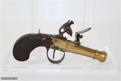 Elegant Belgian Antique Brass Flintlock Pistol