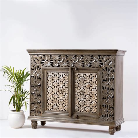 Floral Carved Two Door Sideboard Chisel And Log