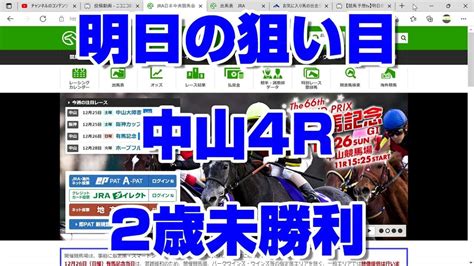 【競馬予想】明日の狙い目 中山4r 2歳未勝利2021 最終結論 有馬記念 中山大障害 阪神カップ ホープフルステークス 競馬動画まとめ