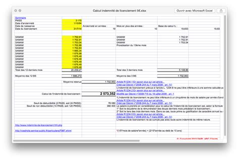 Calcul indemnité de licenciement