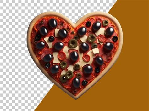 Premium Psd D A Heart Shape Pizza With Olives Pizza Day Concept