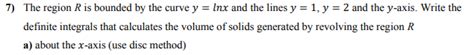 Solved 7 The Region R Is Bounded By The Curve Y Lnx And The