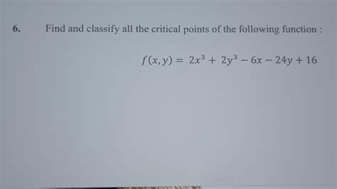 Solved Find And Classify All The Critical Points Of The Chegg