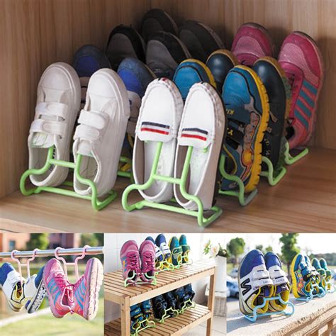 2PCS/Set Multi function Plastic Children Kids Shoes Hanging Storage Shelf Drying Rack Shoe Rack ...