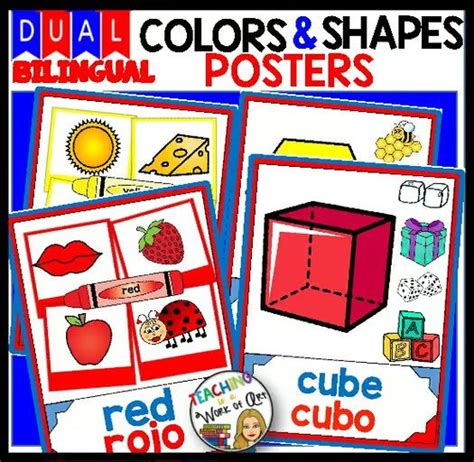 Dualbilingual Colors And Shapes Posters In 2024 Shape Posters
