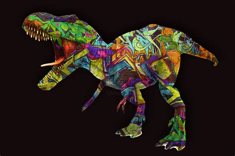 Tyrannosaurus Rex Dinosaur Graffiti Pintura Por Tony Rubino Artmajeur