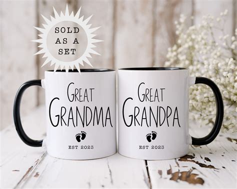 Great Grandma Great Grandpa Mug Set Pregnancy Announcement Etsy