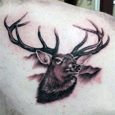 Back Of Shoulder Blade Mens Deer Tattoo Deer Hunting Tattoos Deer