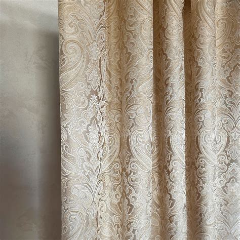 Custom Luxury Jacquard Curtains Golden Victorian Damask Living Room