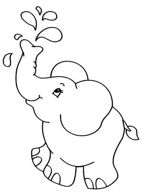 Kawaii Elephant Coloring Page - Free Printable Coloring Pages for Kids