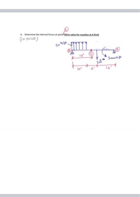 Solved 6 Determine The Internal Forces At Point Hint Solve Chegg