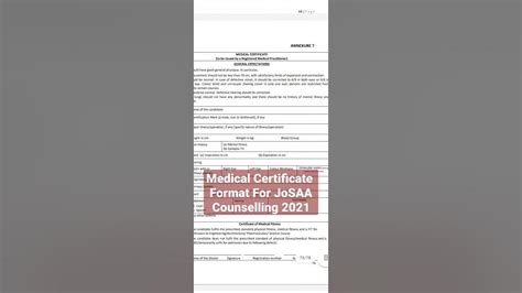 Medical Certificate Format For Josaa Counselling 2021link In Desc Youtube