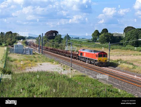 DB Cargo class 66 locomotive on the west coast mainline in Cumbria with ...