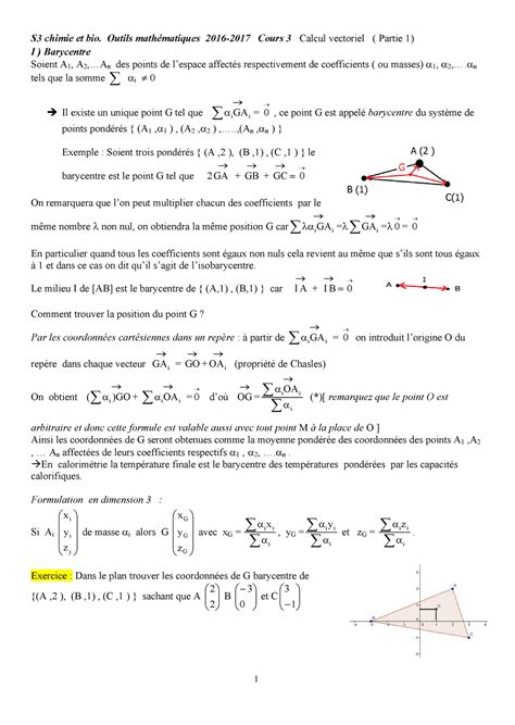 Vecteurs S3 Chimie Et Bio Outils Mathmatiques 2016 2017 Cours 3