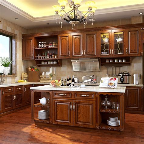 Cheapest Prefab Mahogany Handle Kitchen Cabinet Europe Style Complete