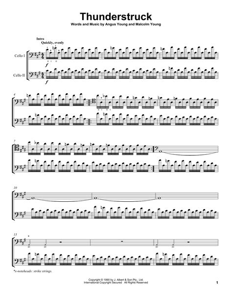 2Cellos Thunderstruck Sheet Music Notes, Chords | Sheet music, Sheet ...