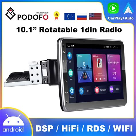 Podofo Din Carplay Rotatable Android Autoradio Car Radio With