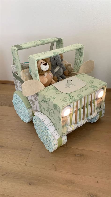 DIY Diaper Cake Jeep Tutorial In 2024 Diy Baby Shower Gifts Baby