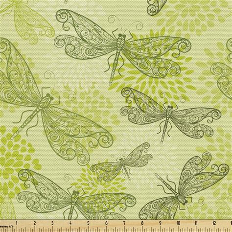 Dragonfly Fabric By The Yard Sketchy Butterfly Like Bugs With Floral