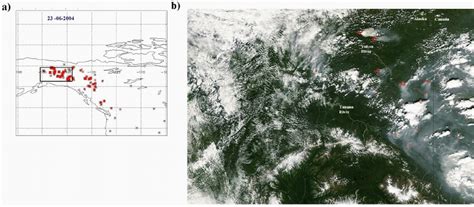A MODIS Fire Hot Spots For 23 June 2004 The Black Rectangle Is
