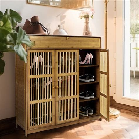 Meuble Chaussure Entrée Armoire à Chaussures Rangement avec Étagères et