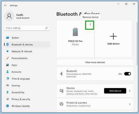 Remove Or Disconnect A Bluetooth Device From Windows 11