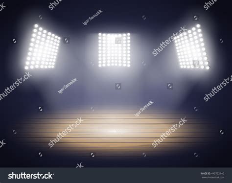 Stadium Lights Three Spotlights On Basketball Stock Vector (Royalty Free) 443732140