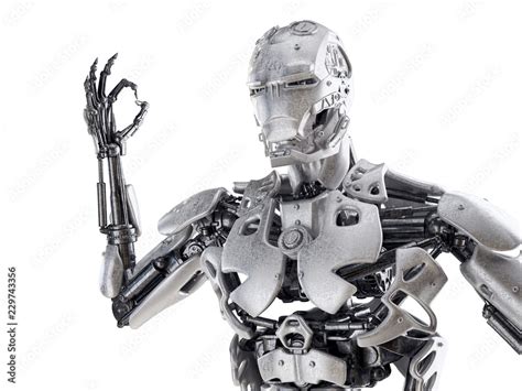 Science Fiction Illustration Futuristic Humanoid Robot Stock