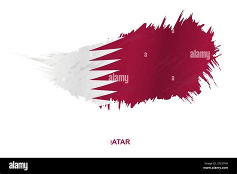 Flag Of Qatar In Grunge Style With Waving Effect Vector Grunge Brush