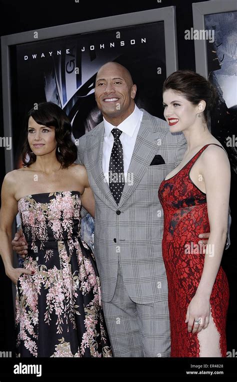 Los Angeles CA USA 26th May 2015 Carla Gugino Dwayne Johnson