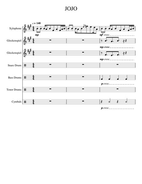 Jojo Sheet Music For Glockenspiel Snare Drum Crash Tenor Drum And More